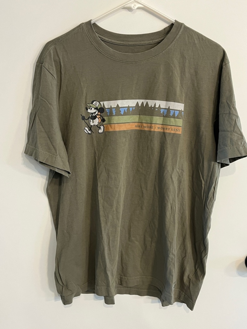 Men’s size medium Life Is Good Hike More Worry Less Mickey Mouse Tee